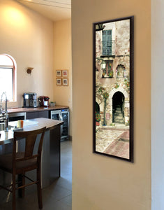 "Cat in a Medieval Window" TALL SKINNY CANVAS FRAMED PRINT "15 X 45"