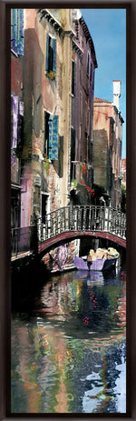 Load image into Gallery viewer, &quot;Canal with Reflections&quot; TALL SKINNY CANVAS FRAMED PRINT &quot;15 X 45&quot;
