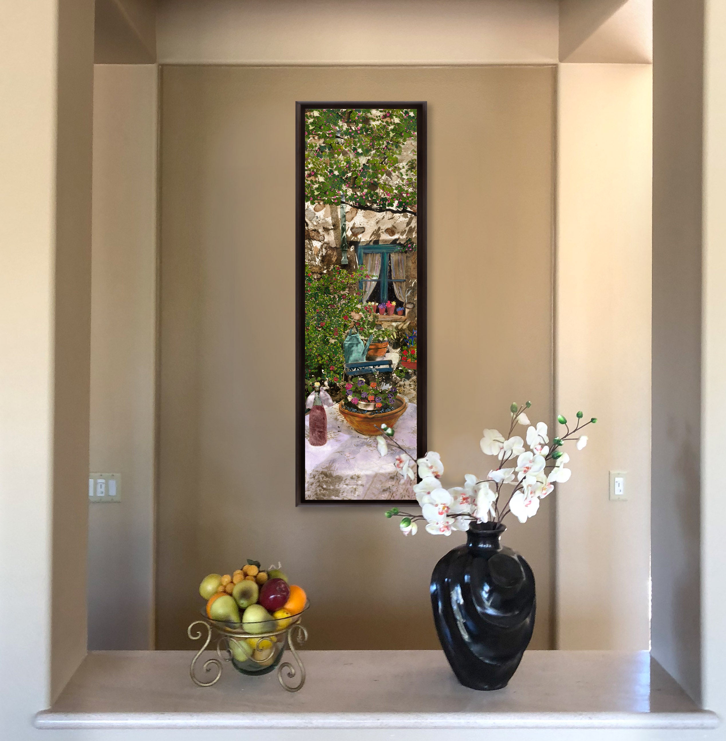 "Claudette's Table" TALL SKINNY CANVAS FRAMED PRINT "15 X 45"