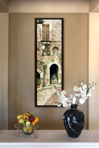 Cat in a Medieval Window" TALL SKINNY CANVAS FRAMED PRINT "15 X 45"
