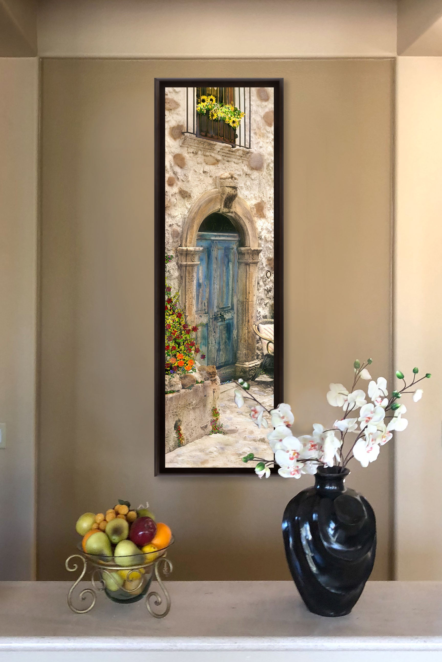 "Chair at the Door" TALL SKINNY CANVAS FRAMED PRINT "15 X 45"