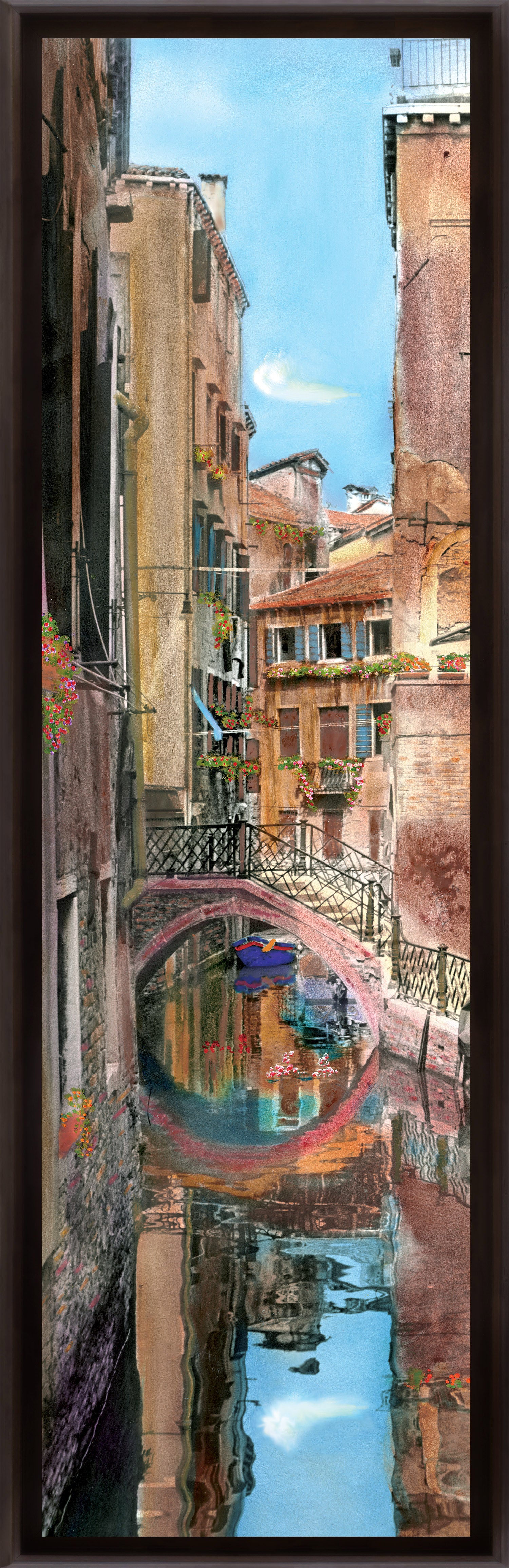 "Textured Canal" TALL SKINNY CANVAS FRAMED PRINT "15 X 45"
