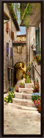 Load image into Gallery viewer, &quot;Tuscan Steps&quot; TALL SKINNY CANVAS FRAMED PRINT &quot;15 X 45&quot;
