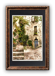 "Balcony with Blue Door" Signed Matted & Framed
