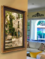 Load image into Gallery viewer, “Balcony with Blue Door&quot; FRAMED CANVAS ARTIST SIGNED 24&quot;x 32&quot;
