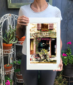 Load image into Gallery viewer, &quot;Bike at a Restaurant&quot; Signed Matted &amp; Framed
