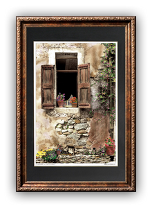 "Bird Cage in the Window" Signed Matted & Framed