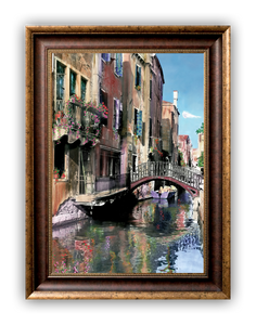 “Canal with Reflections" FRAMED CANVAS ARTIST SIGNED 24"x 32"