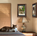 Load image into Gallery viewer, “Cat at the Barrel&quot; Signed Matted &amp; Framed
