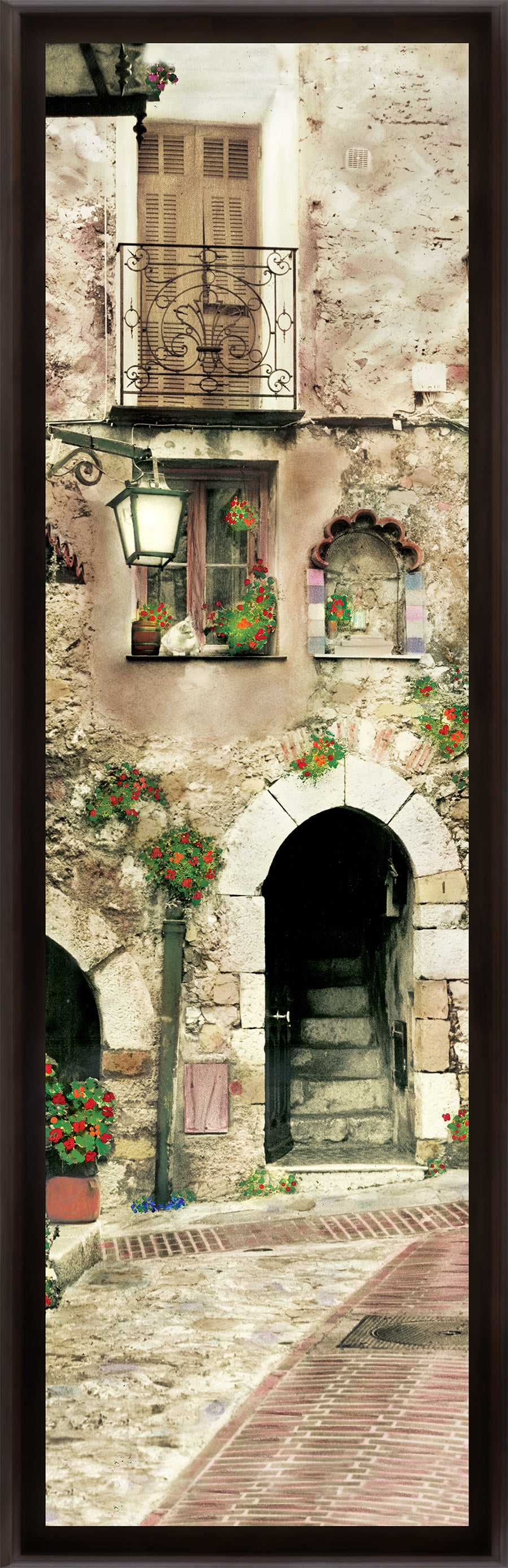 Cat in a Medieval Window" TALL SKINNY CANVAS FRAMED PRINT "15 X 45"