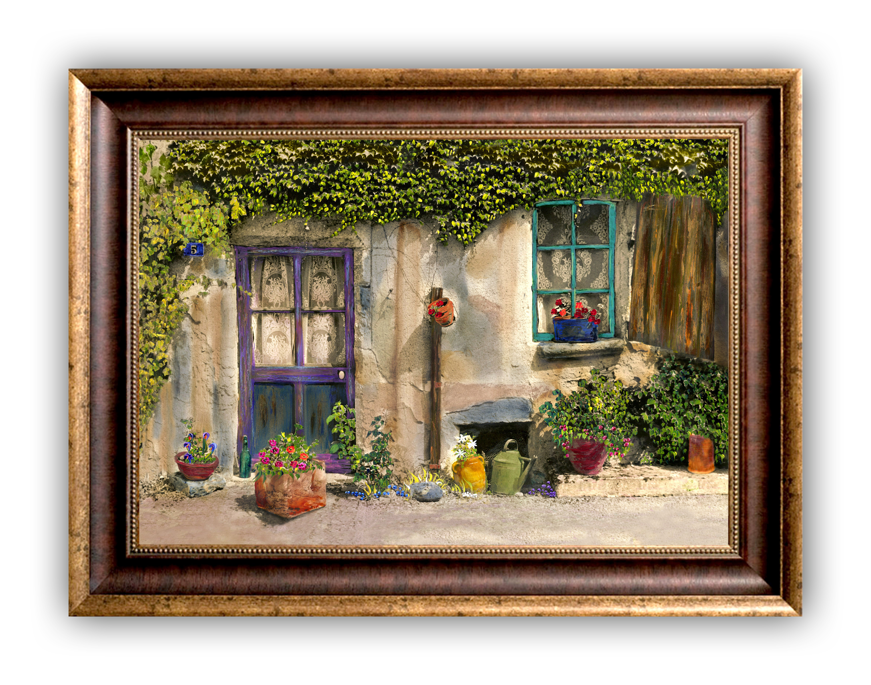 “Claudette's Door and Window" FRAMED CANVAS ARTIST SIGNED 24"x 32"