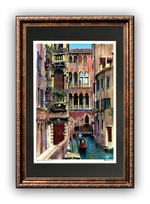 Load image into Gallery viewer, “Canal with Gondolier&quot; Signed Matted &amp; Framed
