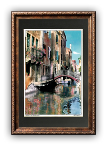 “Canal with Reflections" Signed Matted & Framed
