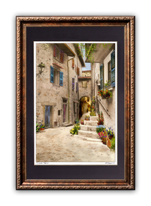 “Tuscan Steps" Signed Matted & Framed