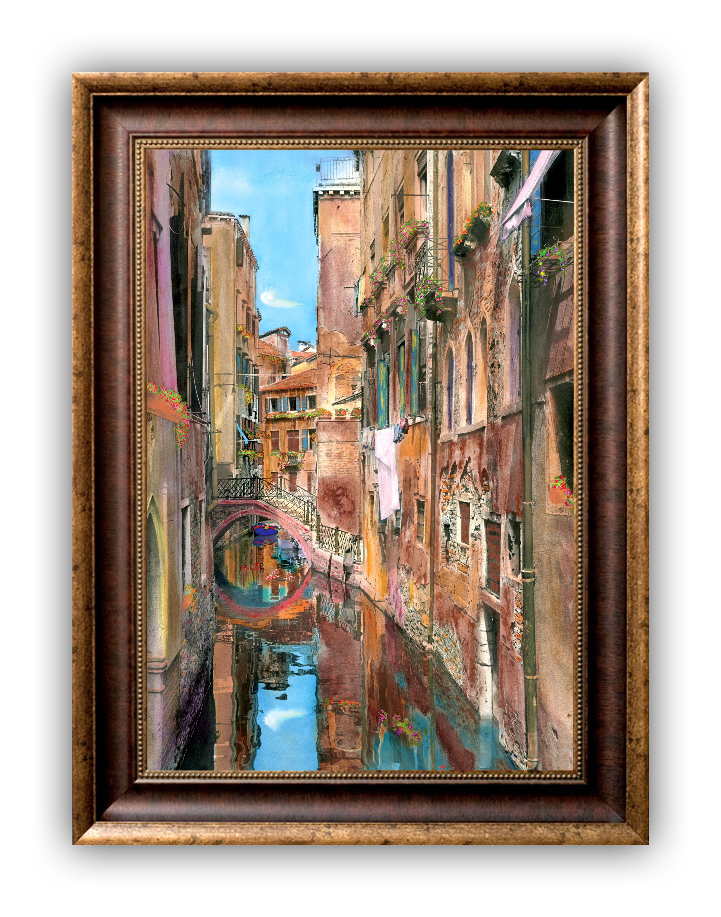 “Textured Canal" FRAMED CANVAS ARTIST SIGNED 24"x 32"