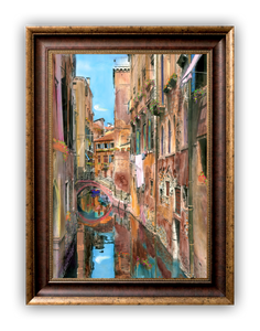 “Textured Canal" FRAMED CANVAS ARTIST SIGNED 24"x 32"
