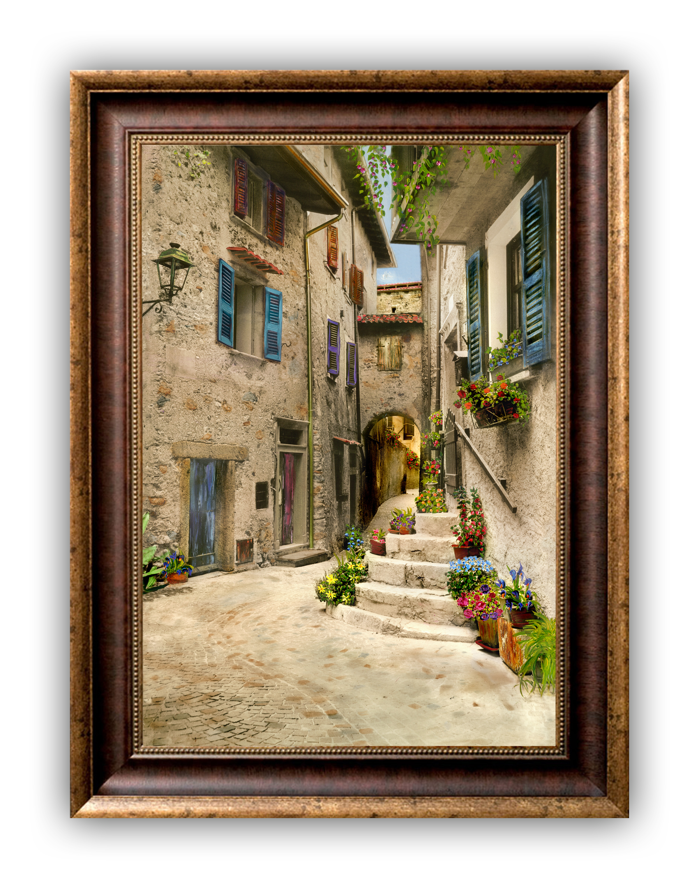 “Tuscan Steps" FRAMED CANVAS ARTIST SIGNED 24"x 32"
