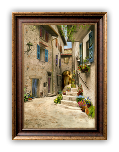 “Tuscan Steps" FRAMED CANVAS ARTIST SIGNED 24"x 32"