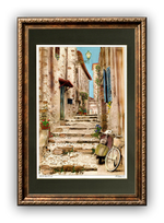 Load image into Gallery viewer, &quot;Vespa and Bike&quot; Signed Matted &amp; Framed

