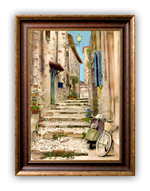 Load image into Gallery viewer, “Vespa and Bike&quot; FRAMED CANVAS ARTIST SIGNED 24&quot;x 32&quot;
