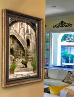 Load image into Gallery viewer, &quot;Wheelbarrow of Roses&quot; FRAMED CANVAS ARTIST SIGNED 24&quot;x 32&quot;
